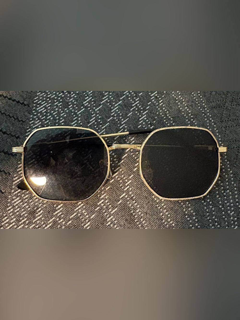 Gold Frame Black Lens Men's Sunglasses